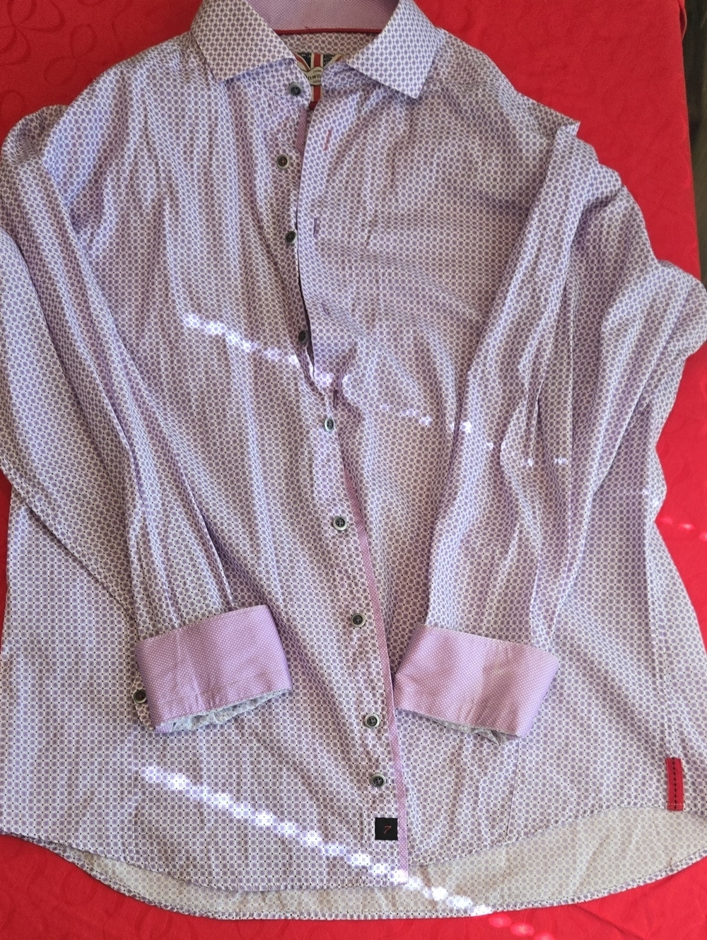 Men's Purple Patterned Button-Up Shirt